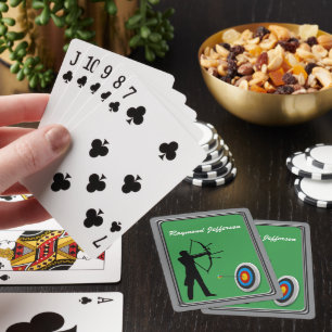 Baraja De Cartas Silueta de arquero masculino y objetivo de tiro co