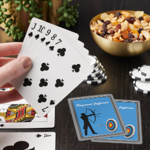 Baraja De Cartas Silueta de arquero masculino y objetivo de tiro co
