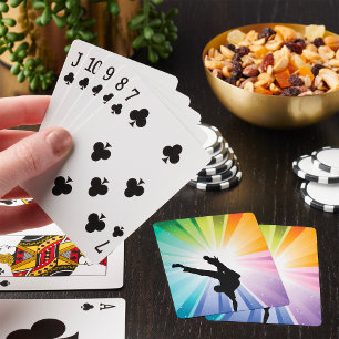 Baraja De Cartas Silueta de Breakdancer con Explosión de Arcoíris