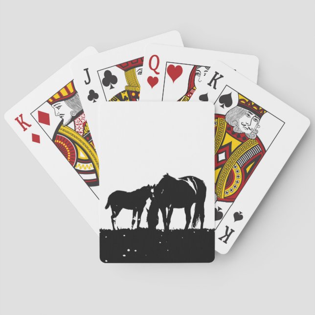 Baraja De Cartas Silueta de caballos blancos y negros (Reverso)