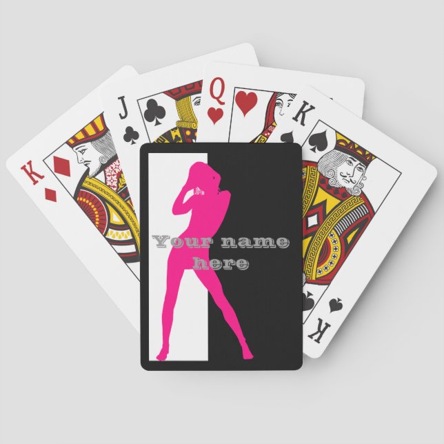 Baraja De Cartas Silueta de chica bailarina rosa para adultos (Reverso)