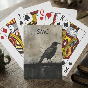 Baraja De Cartas Silueta de cuervo de ónix gótico temperamental