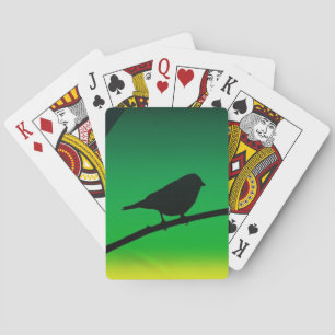 Baraja De Cartas Silueta de gorrión sobre limoneno