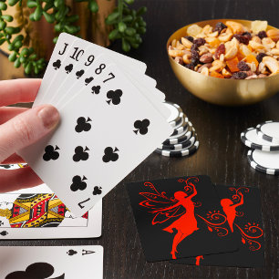Baraja De Cartas Silueta de hada roja elegante ala fantasía