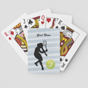 Baraja De Cartas Silueta de jugadora de tenis y pelota personalizab