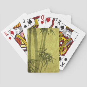 Baraja De Cartas Silueta de ramas de un bambú sobre papel