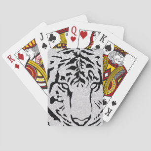 Baraja De Cartas Silueta de tigre blanco y negro