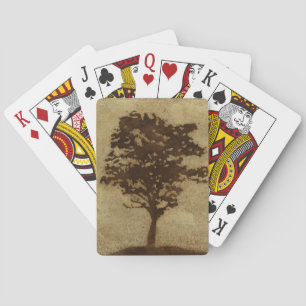 Baraja De Cartas Silueta del árbol en el fondo de bronce