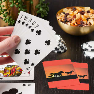 Baraja De Cartas Silueta del atardecer de caballos salvajes