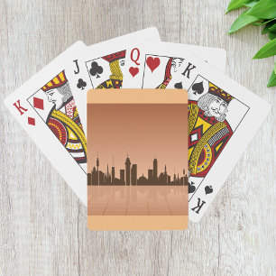 Baraja De Cartas Silueta del horizonte urbano Ciudad Atardecer urba