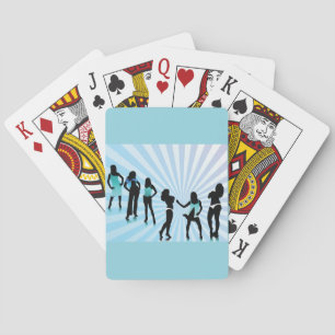 Baraja De Cartas Siluetas de mujeres elegantes moda azul teal