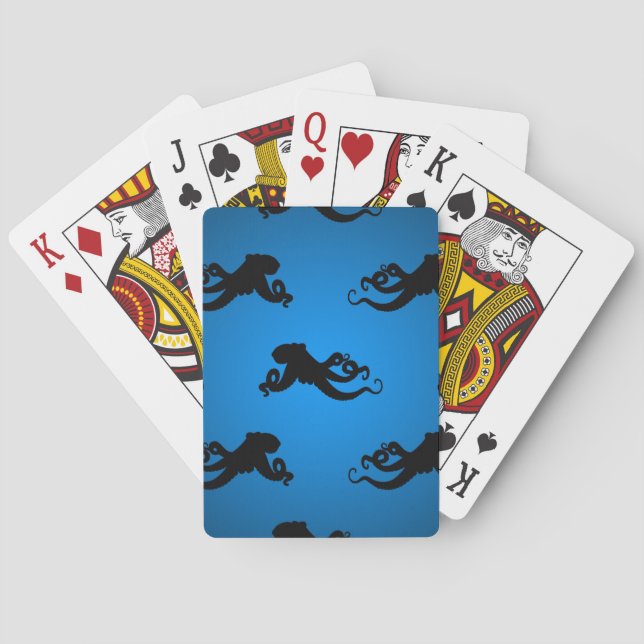 Baraja De Cartas Siluetas de Pulpo Nadando (Reverso)