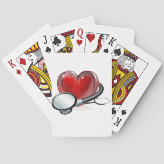 Baraja De Cartas Símbolo cardíaco y estetoscopio