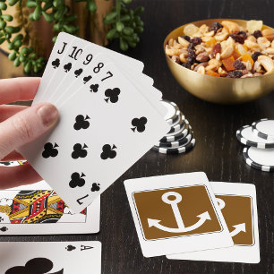 Baraja De Cartas Símbolo de ancla náutica Señal de marina marrón