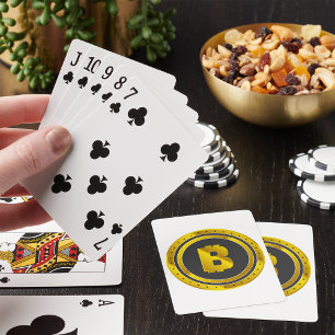 Baraja De Cartas Símbolo de Bitcoin de oro Moneda digital