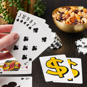 Baraja De Cartas Símbolo de dólar en oro negrita amarillo Símbolo d