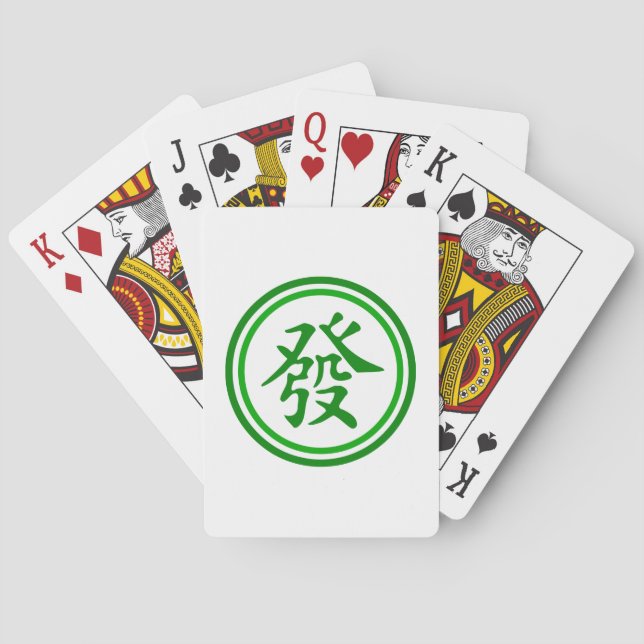 Baraja De Cartas Símbolo de Mahjong - verde y blanco (Reverso)