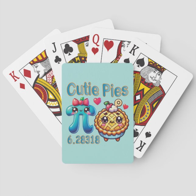 Baraja De Cartas Símbolo divertido "Cutie Pies" Cute Pi y Pie Pun (Reverso)