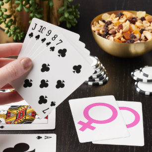 Baraja De Cartas Símbolo Femenino Rosa Icono Feminista Minimalista 