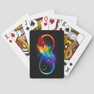 Baraja De Cartas Símbolo infinito con plumas arcoiris