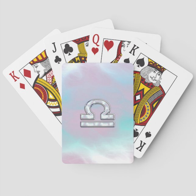 Baraja De Cartas Símbolo libra zodiaco madre del estilo perla (Reverso)
