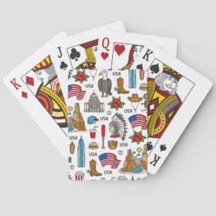 Baraja De Cartas Símbolos de EE.UU. Vintage Seamless Pattern
