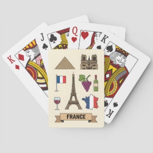 Baraja De Cartas Símbolos icónicos de Francia Viajes Retro