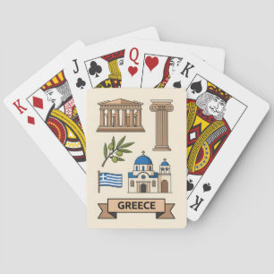 Baraja De Cartas Símbolos nacionales icónicos de Grecia de viaje re