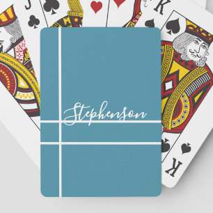 Baraja De Cartas Simple azul oceánico nombre personalizado minimali