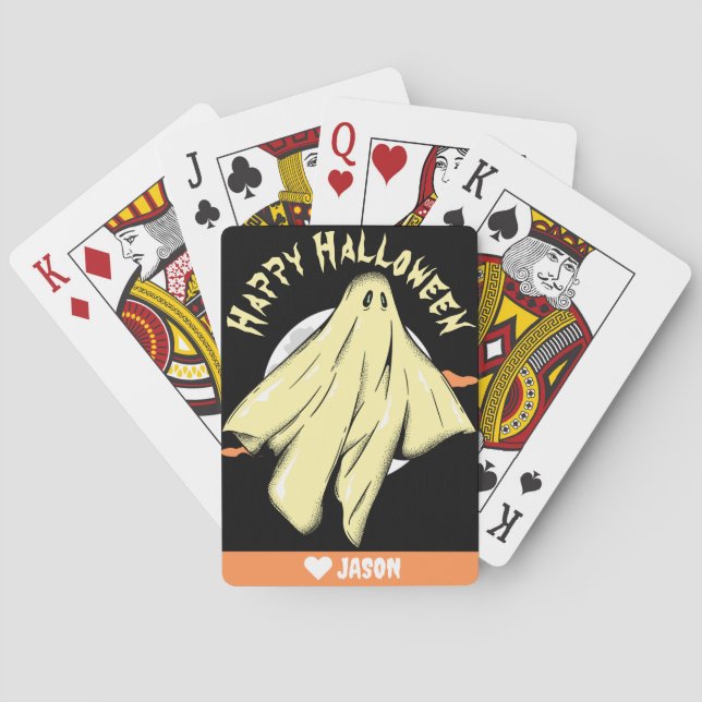 Baraja De Cartas Simple Happy Halloween fantasma (Reverso)