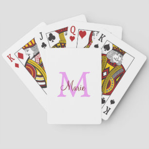Baraja De Cartas simple minimal añadir nombre monograma rosa rojo 
