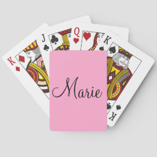 Baraja De Cartas simple minimal rosa claro agrega tu nombre femenin