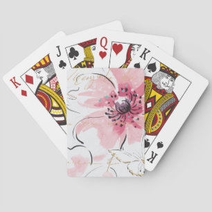 Baraja De Cartas Simplemente rosa   Floral acuarela