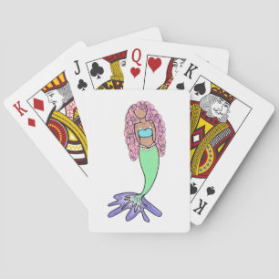 Baraja De Cartas sirena arcoíris rosa azul morado verde negro rizad