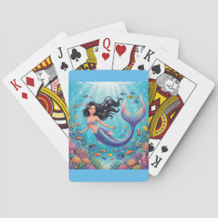 Baraja De Cartas Sirena Hermosa de Dibujos Animados Bajo el Mar 
