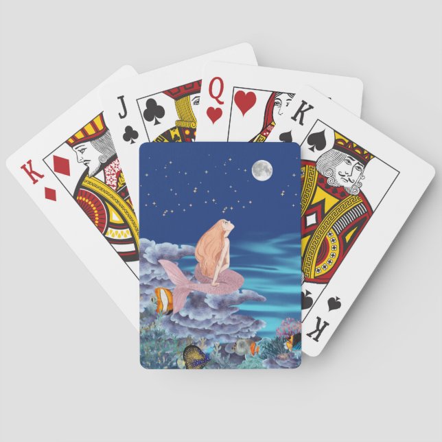 Baraja De Cartas sirena mirando la luna (Reverso)