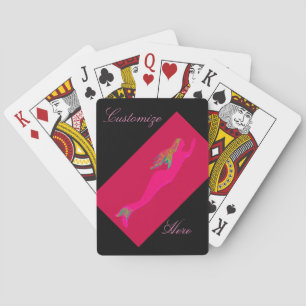 Baraja De Cartas Sirena rosa levantándose roja