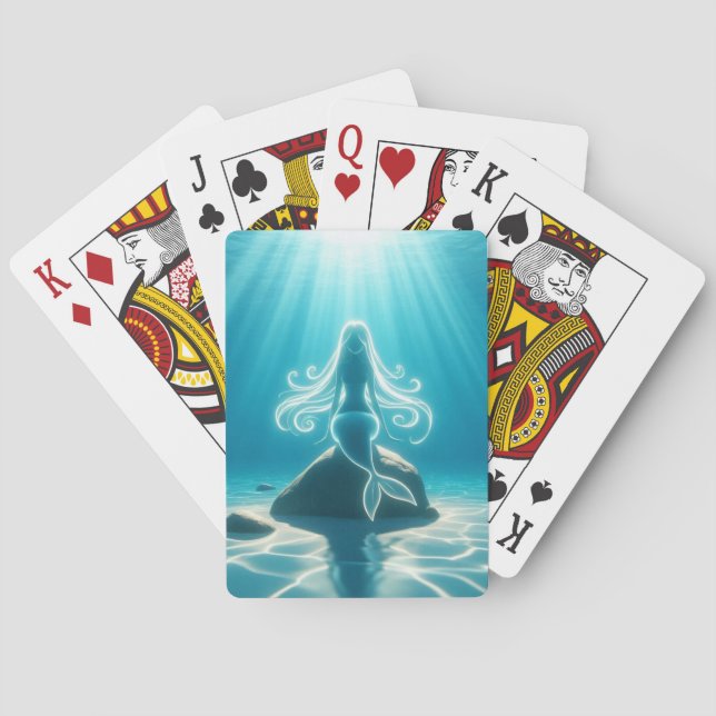 Baraja De Cartas Sirena submarina iluminada con sol (Reverso)