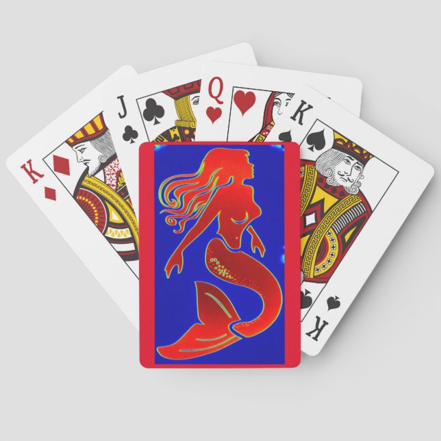 Baraja De Cartas sirenas de anclaje rojo (Reverso)