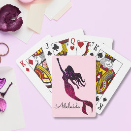 Baraja De Cartas Sirenita rosa y morada| Diversión personalizada