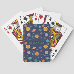 Baraja De Cartas Sistema solar con Sol y Planetas Personalizados