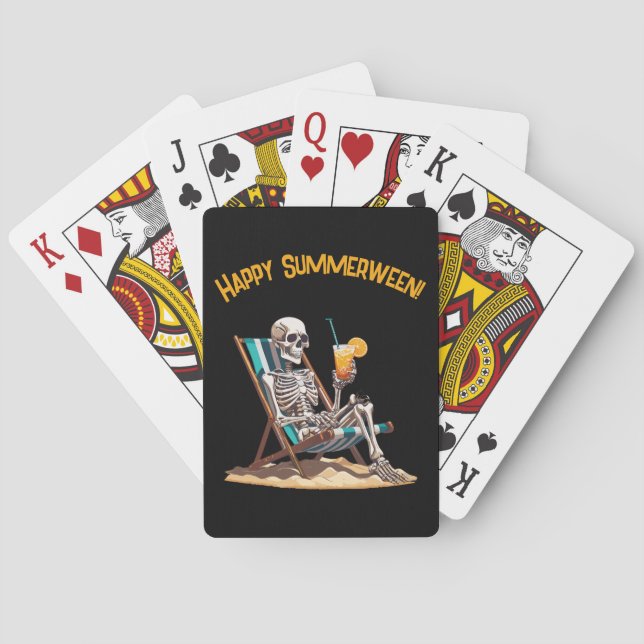 Baraja De Cartas Skeleton Beach Lounging Halloween (Reverso)