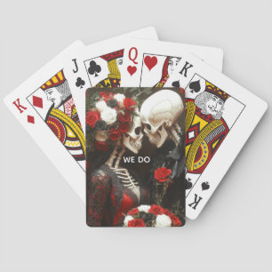 Baraja De Cartas Skeleton Boda Negro y Rojo