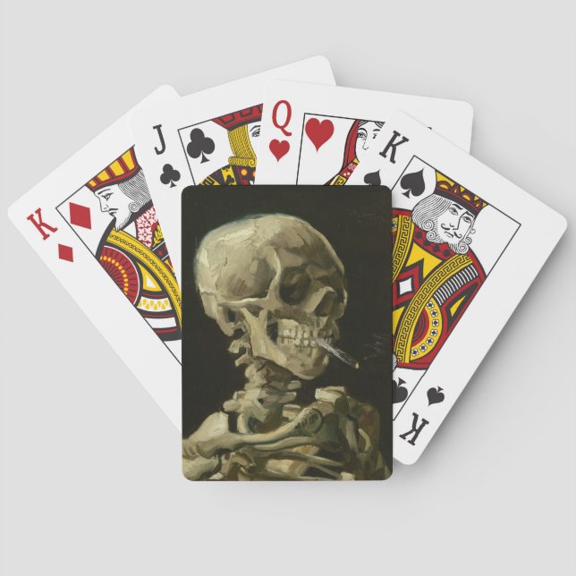 Baraja De Cartas Skeleton con cigarrillo en llamas | Vincent van Go (Reverso)