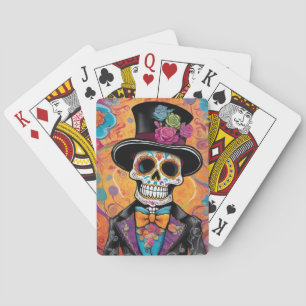 Baraja De Cartas Skeleton del Cráneo del Azúcar: Día de los Muertos
