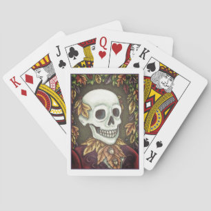 BARAJA DE CARTAS SKELETON, GÓTICO GENTLEMAN SKULL, SOCIEDAD DE HOJA