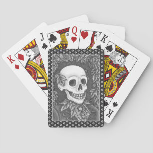 BARAJA DE CARTAS SKELETON, GÓTICO GENTLEMAN SKULL, SOCIEDAD DE HOJA