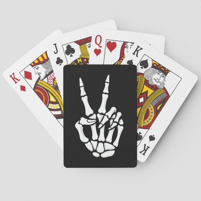 Baraja De Cartas Skeleton Hand Peace Sign Cool Halloween (Reverso)