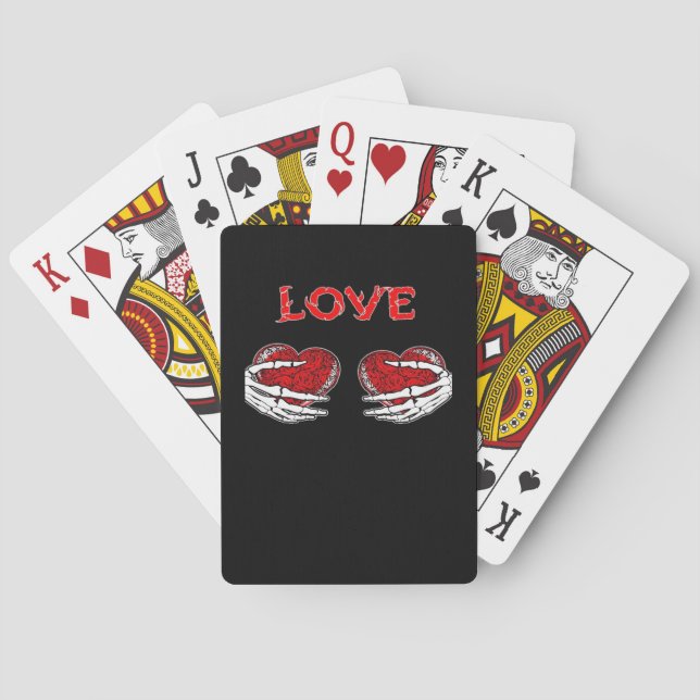 Baraja De Cartas Skeleton Hands Heart Funny Design (Reverso)