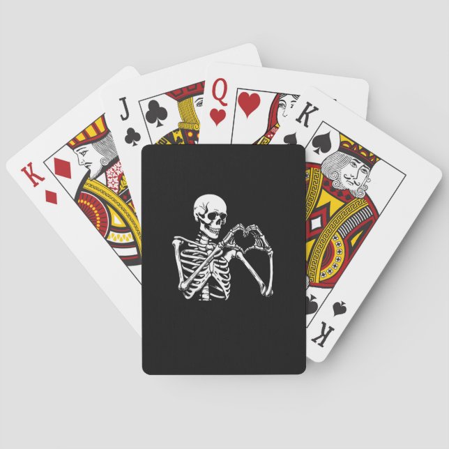 Baraja De Cartas Skeleton Heart Hands Rótulo Halloween Costume Retr (Reverso)